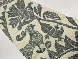 手織り真綿紬花鳥模様織出し名古屋帯